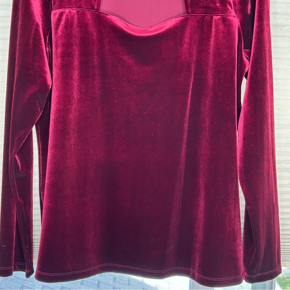 INC International Concepts Elegant Maroon Velvet Cut-Out Top Soft Quiet Luxury - Picture 6 of 14